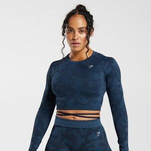 Gymshark adapt camo seemless Ribbed ling sleeve cropped